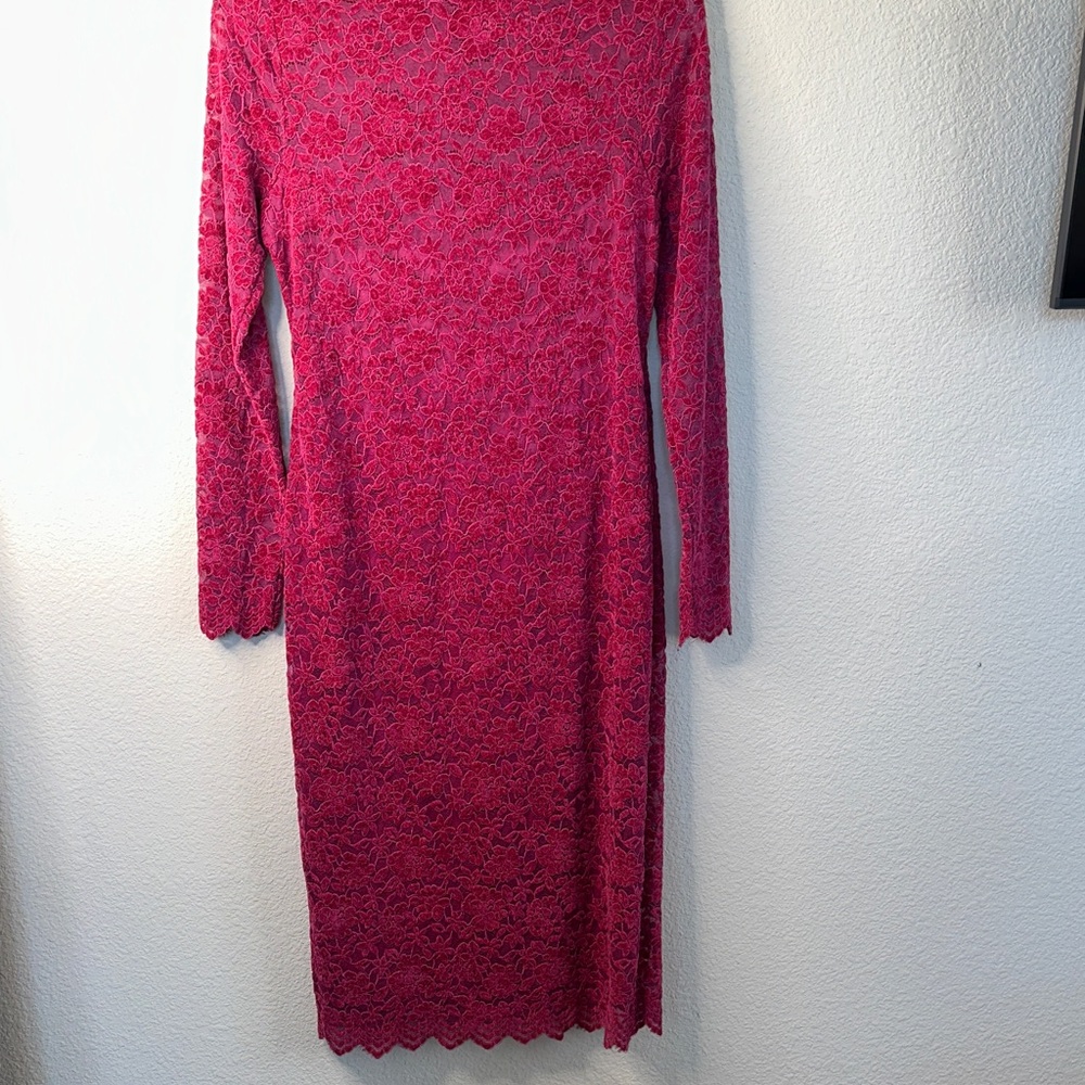 Steve Madden Fuchsia Lace Long Sleeve Dress - Picture 6 of 8
